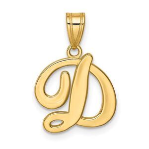 14k Yellow Gold, Mimi Collection, Small Script Initial D Pendant